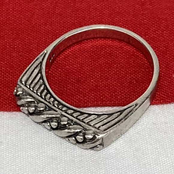 Designer Signed PD Sterling Silver Tall Flat Stacking Ring, Size 8, 2.7g - Picture 7 of 9